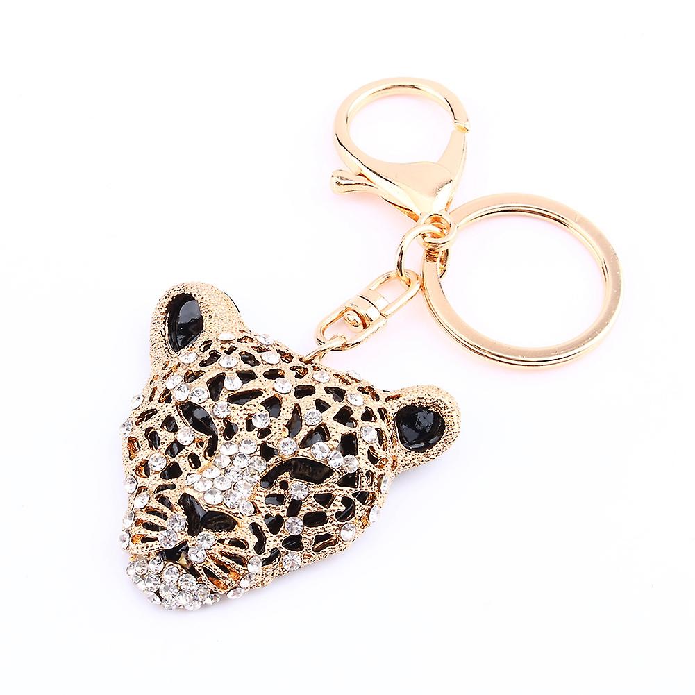 New Rhinestone Leopard Keyring Charm Pendant Purse Bag Key Ring Chain Keychain