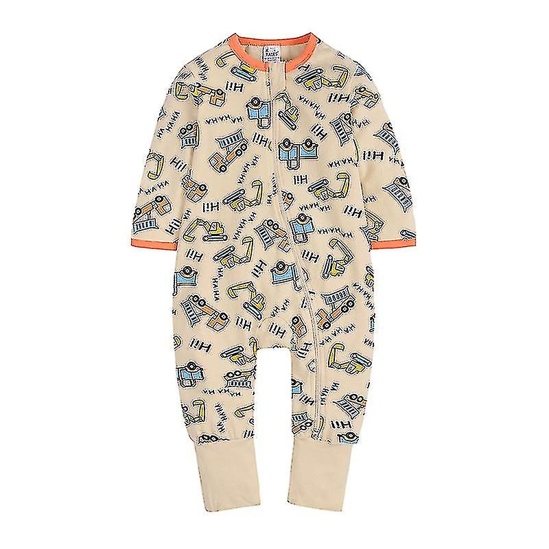 Toddler Boy New Girls Print Zipper Rompers Short Sleeve Romper