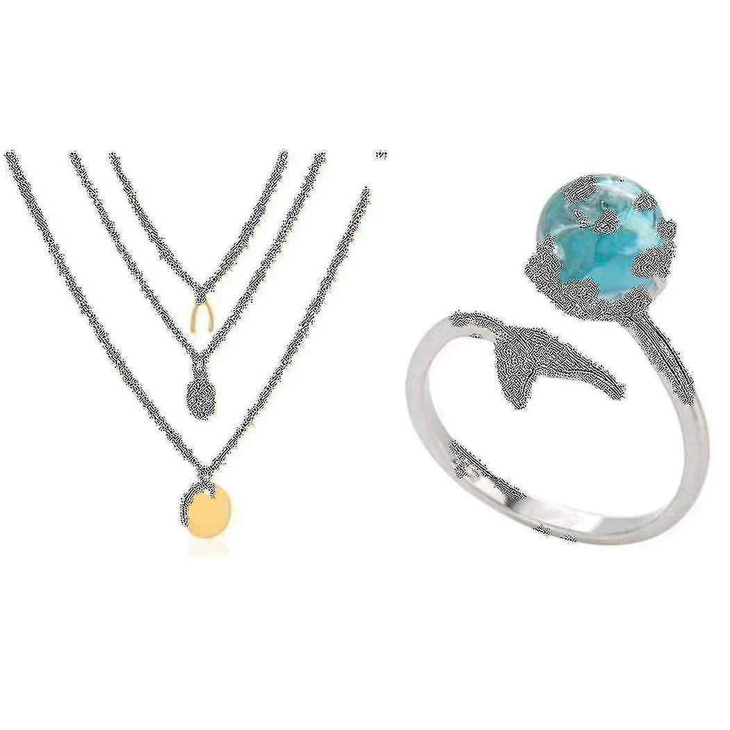 Three Layer Necklace New Zircon Disc Multilayer Necklace