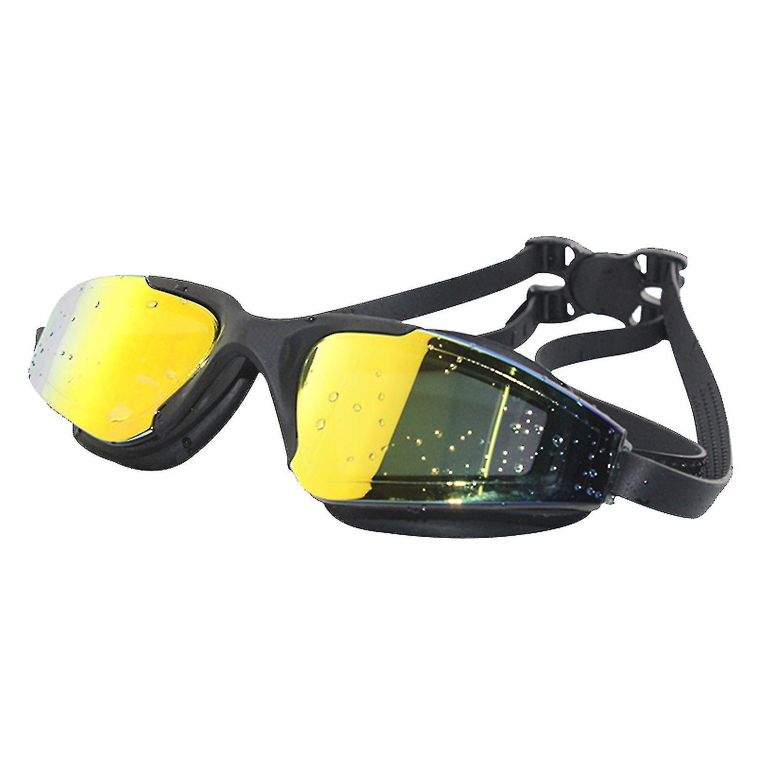 Electroplating Swim Goggles For Adults With Leakproof Silicone & Clear Pc Lens, Anti-fog & Waterproof, Extra Large Frame, Comes With Glasses Case - Pi