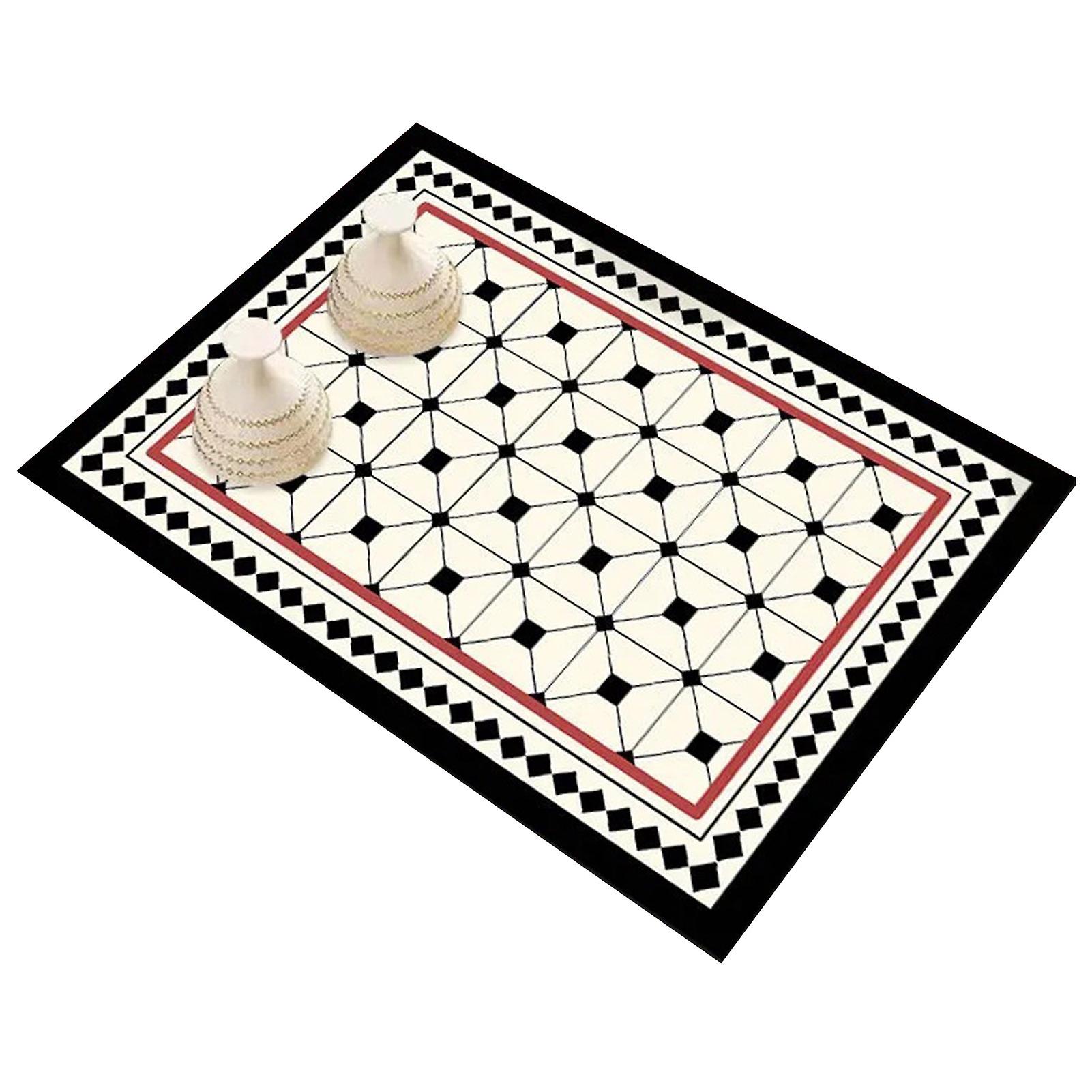 Quick Drying Water Absorption Placemat Vintage Pattern Large Area Tableware Mat For Kitchen Counter Kitchen Gadgets