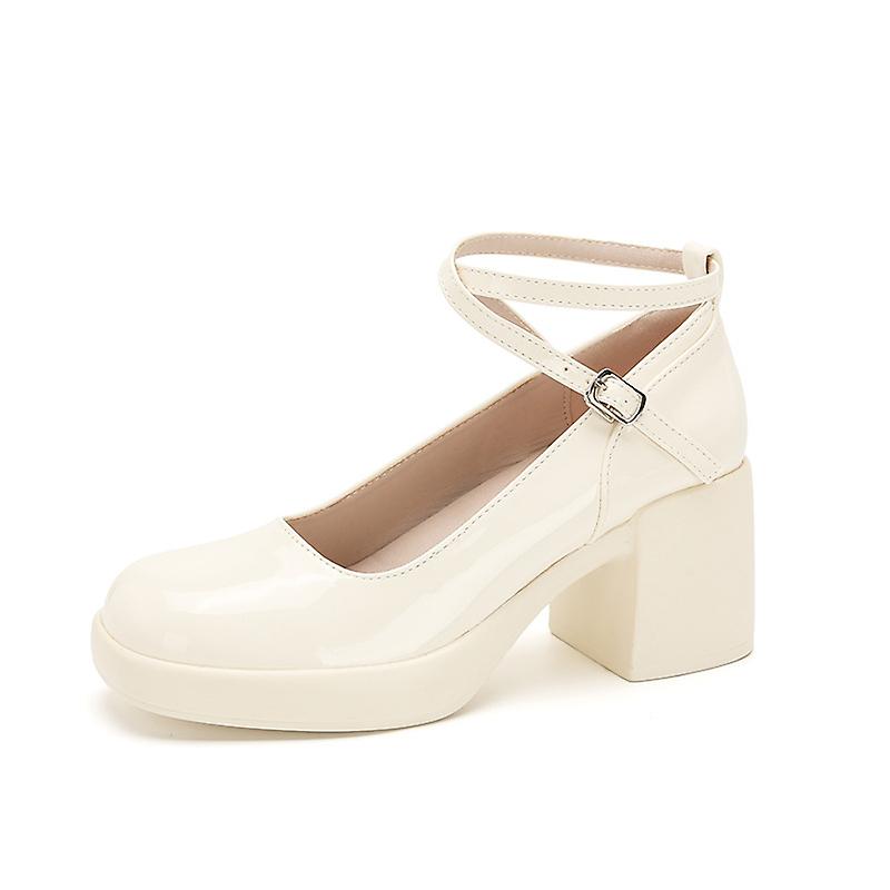 Small Leather Shoes With Thick Heels