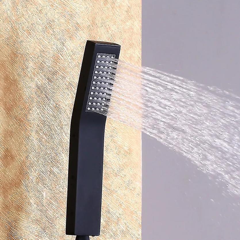 Matte Black Square Handheld Handshower Head Solid Brass
