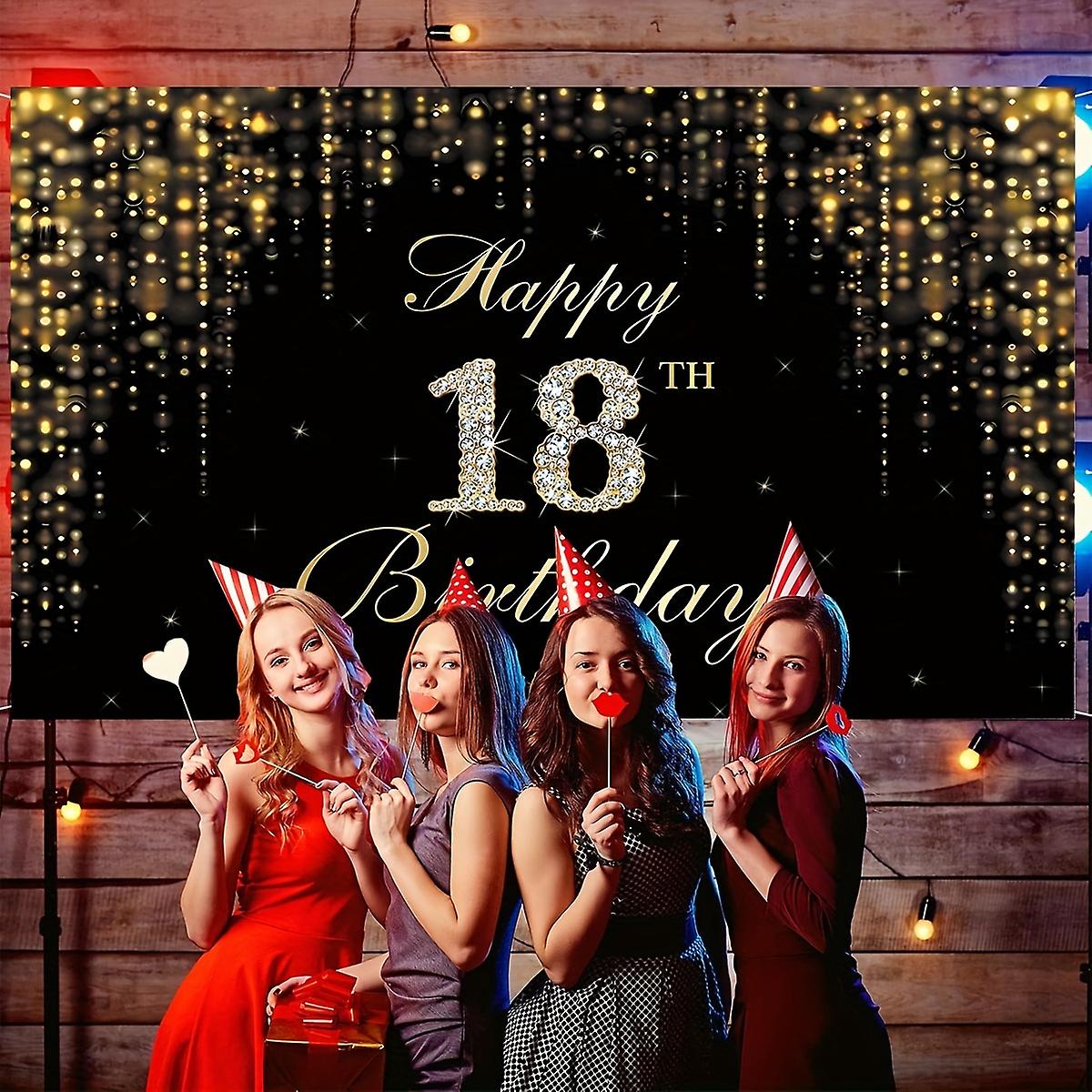 1pc 18th Birthday Decorations Backdrop Banner (59ft X 36ft) Golden