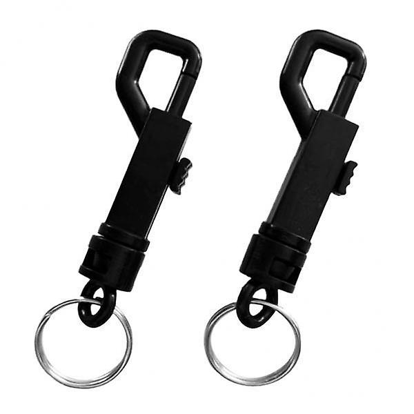 5x2 Pieces Black Plastic Swivel Snap Hook with Split Ring Outdoor Keyring
