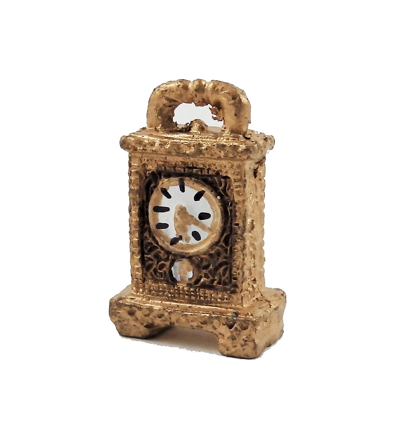 Dolls House Fancy Gold & Black Carriage Clock 1:12 Scale Accessory