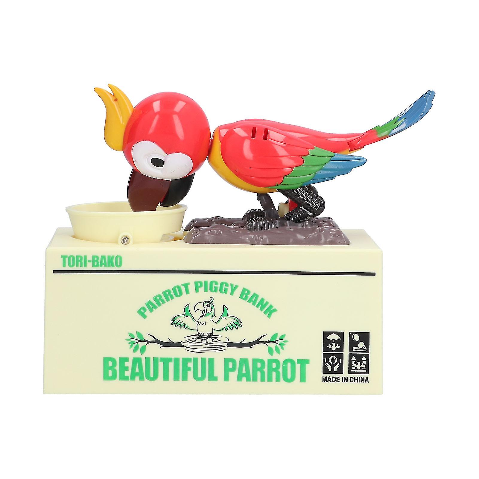 電気貯金箱プラスチックオウムの形をしたコイン貯蔵電池駆動の子供のための耐久性のあるお金の節約ボックス