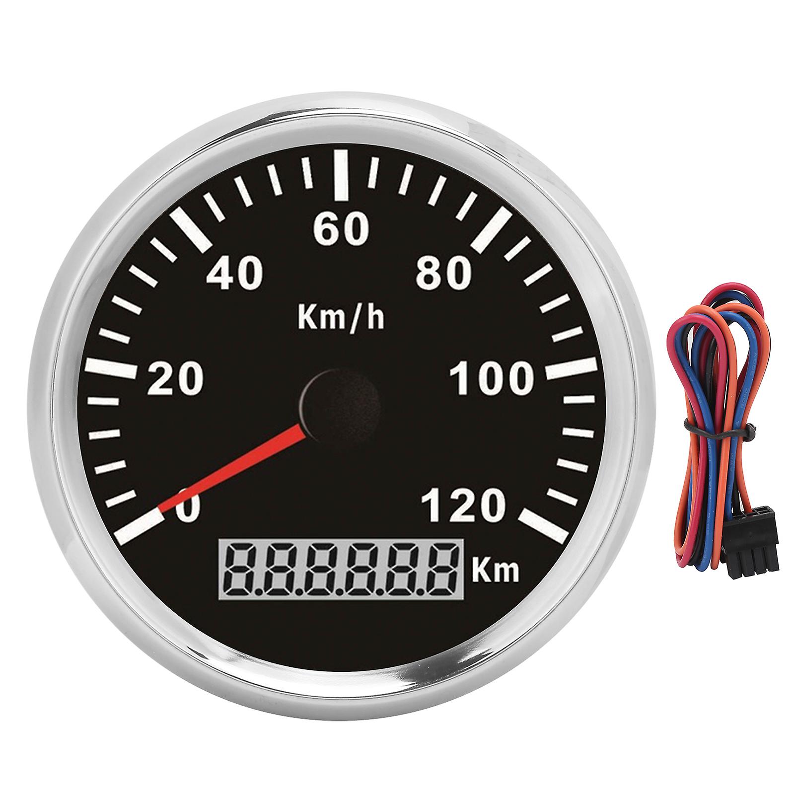 Speedometer 120KM Pulse Signal Digital Display Black Background Silver Frame Universal Durable Accessories Easy Installation for Vehicle