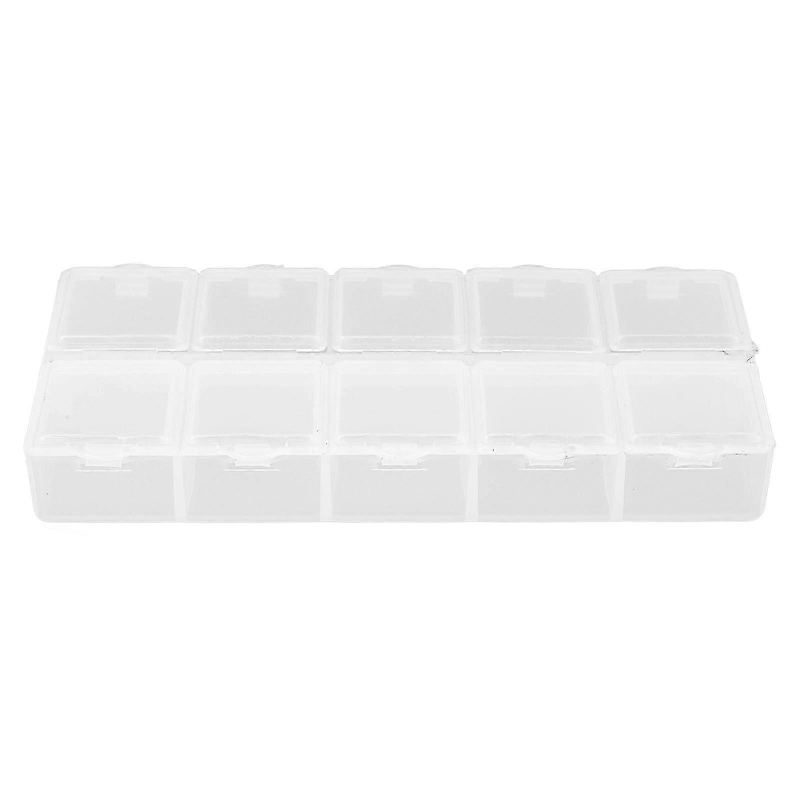 Portable Storage Solution, Transparent Designed, Nonremovable Partitions Keep Items Separated Orderly, For Fake Nails Sequins Rhinestones, 1 Pack