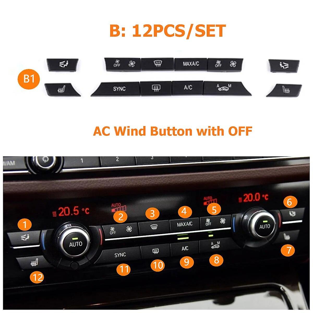 Dashboard Air Conditioner Buttons Cover Caps Replacement For BMW 5 6 7 Series X5 X6 F10 F18 F06 F12 F01 F02 F15 F16 520 523~7121