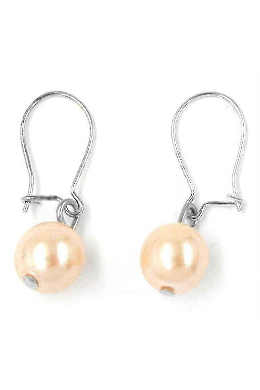 Hook Earrings Glass Bead Apricot Coloured - Gl00652