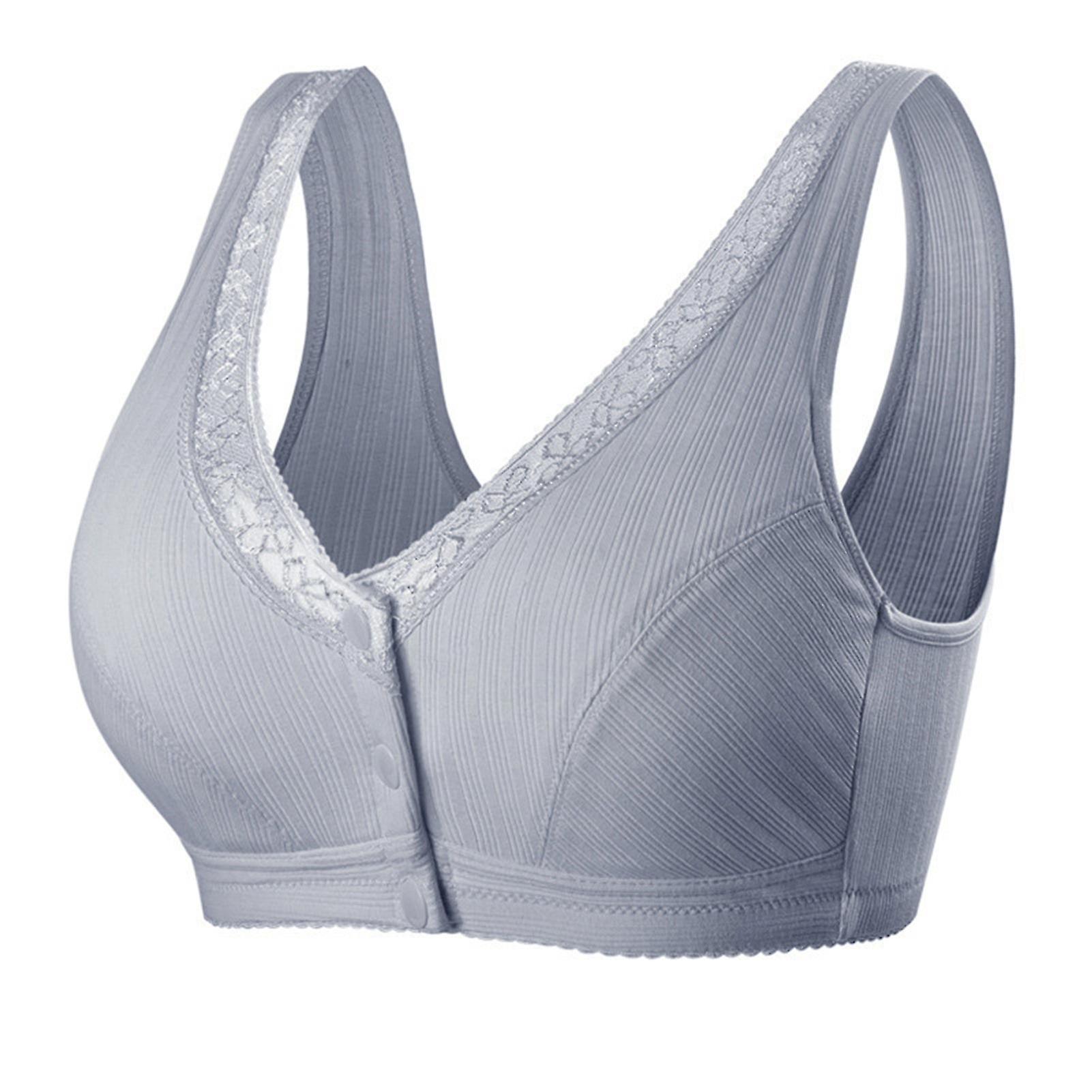 Comfortable Cotton Large Size Bra With Front Button Wireless Underwear Womens Breathable Seamless