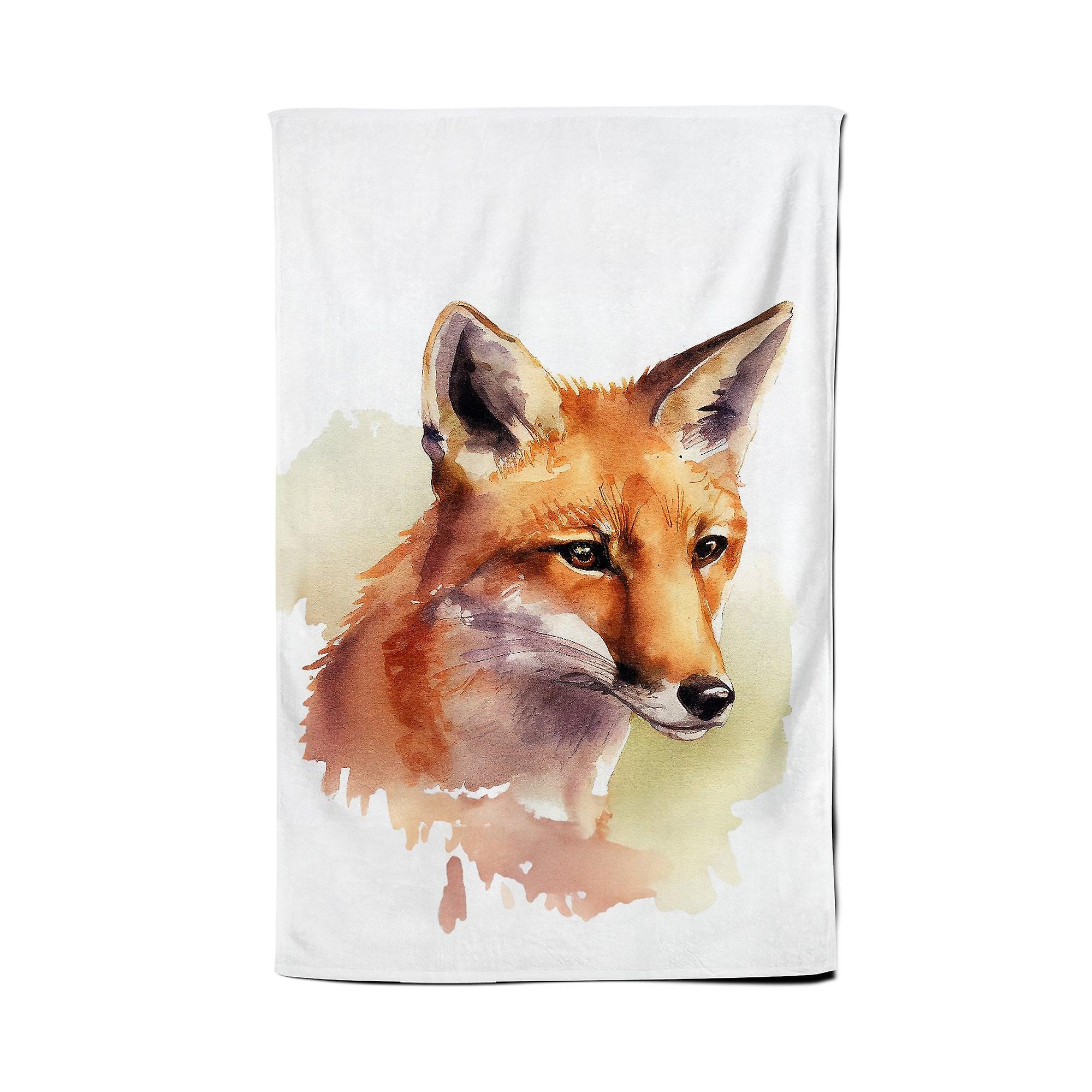 Fox Watercolour Tea Towel
