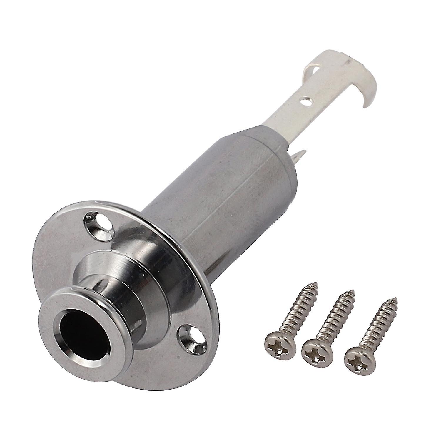 Guitar Bass Pickup 6.5mm End Pin Jack Output Socket Plug Socket for Bass Electric Guitar silver(Rou