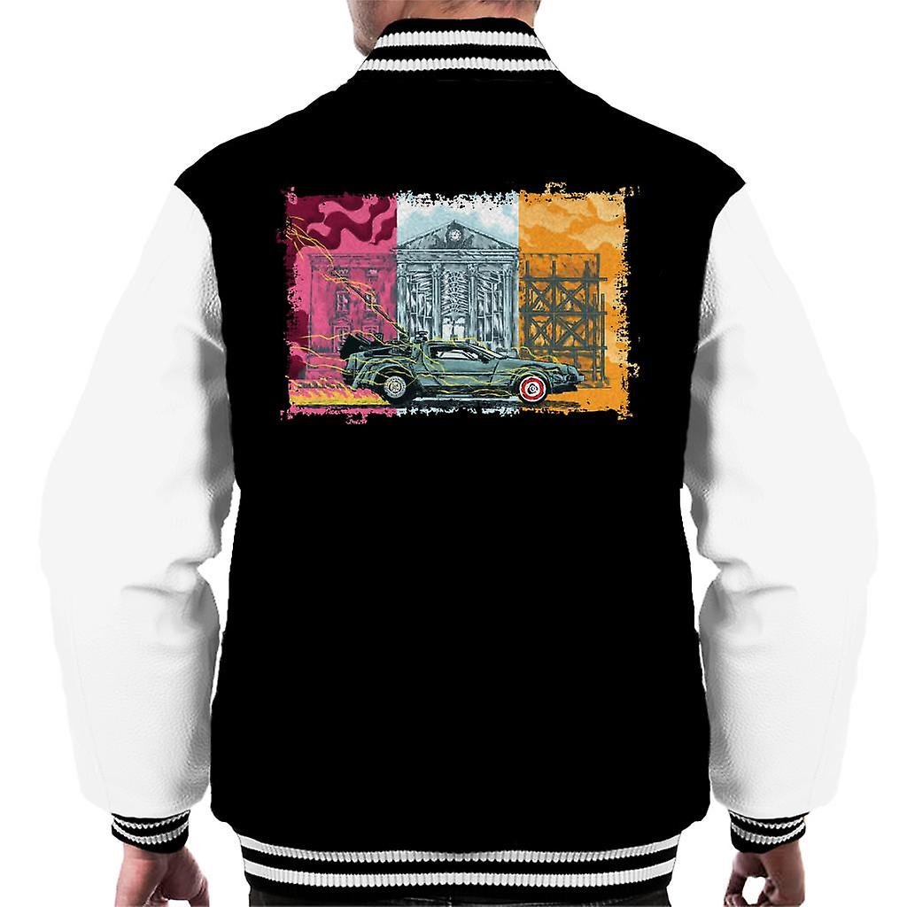Back to the Future Lightning Shocking Delorean Men's Varsity Jacket