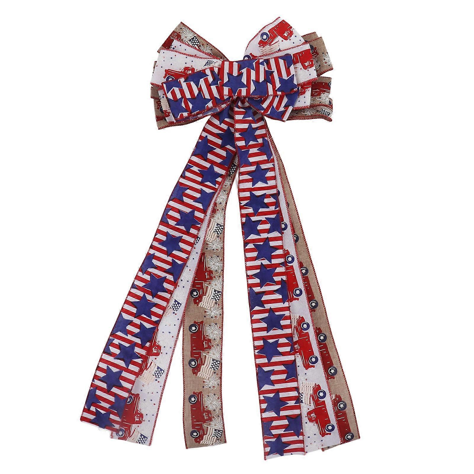 独立日蝴蝶结 11.8x27.6 英寸鲜艳色彩不褪色耐用广泛使用的爱国蝴蝶结 7 月 4 日