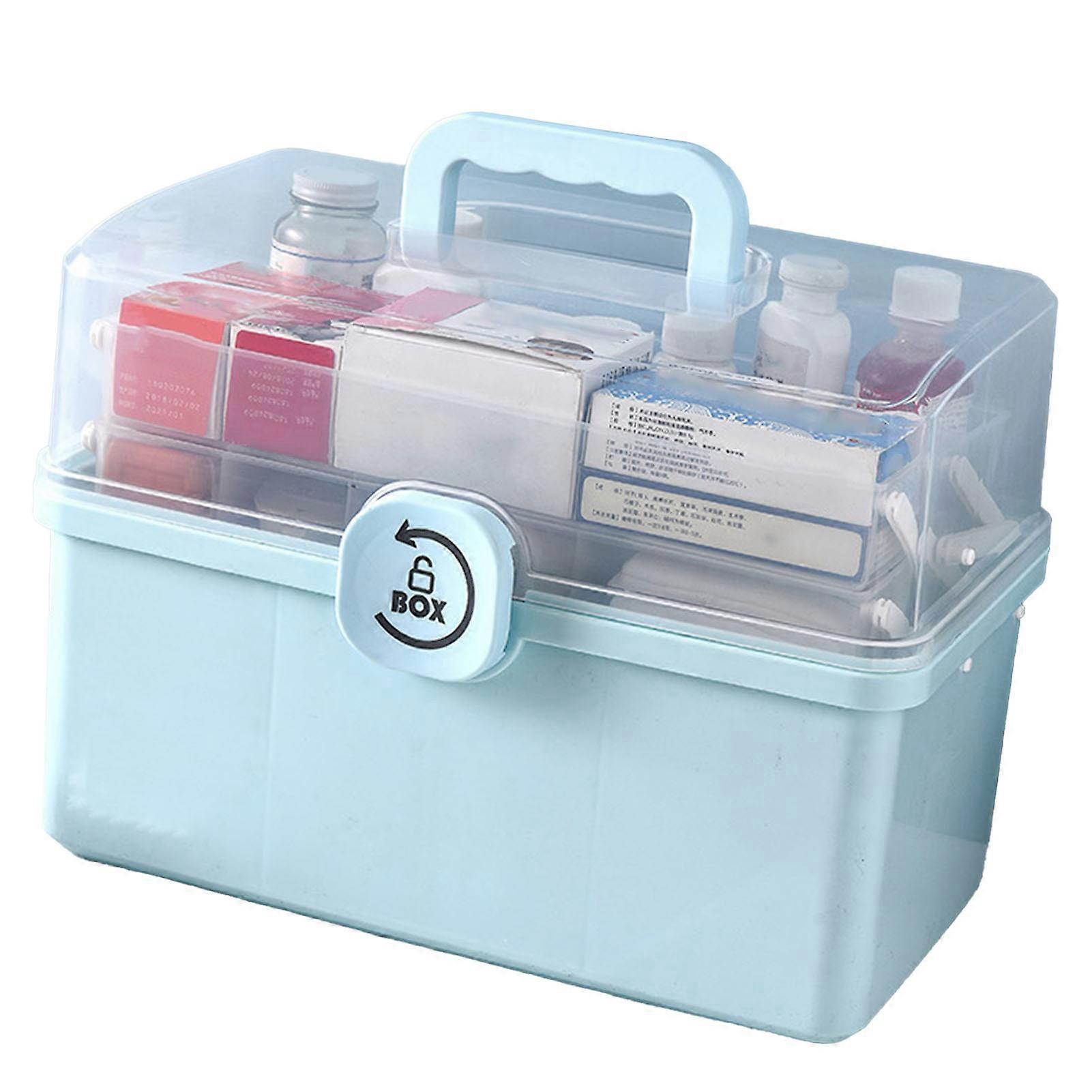 Medicine Storage Box Multipurpose Large Capacity Multi Layers Portable Medication Storage Box with Handle for Household First Aid