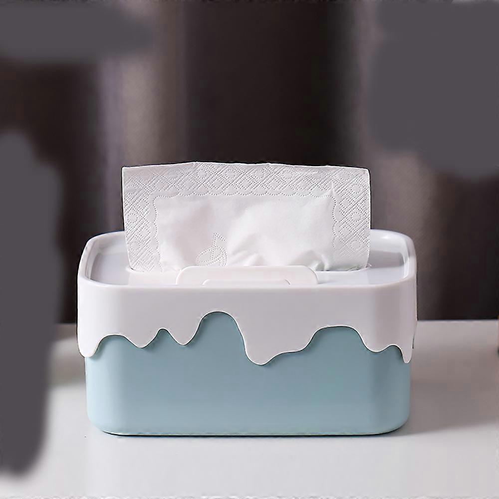 1pc Tissue Box,Plastic Tissue Dispenser,19x12.5x9cm(Blue)