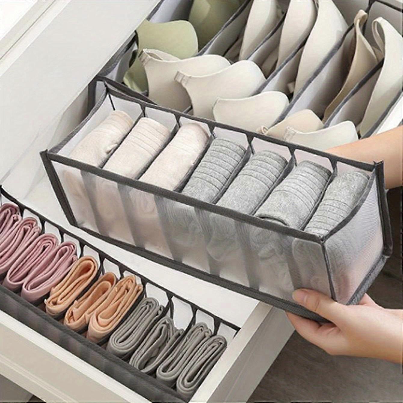 3-Piece Drawer Organizer Set - Easy-Access Cloth Dividers for Underwear, Socks, Bras - Space-Saving Wardrobe Storage Solution