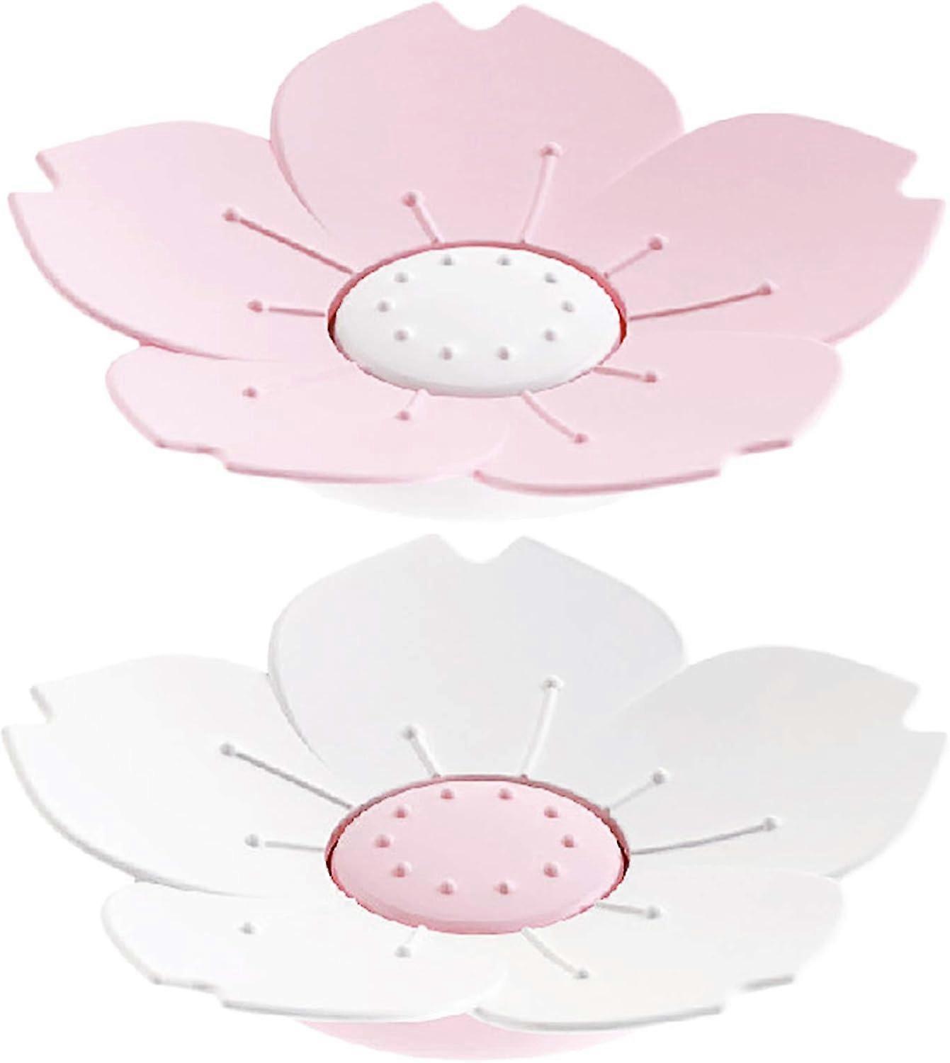 Arbrb9tus1 Bote Savon Avec Drainage Double Couche 2 Pices Porte-Savon en Forme de Fleur de Cerisier
