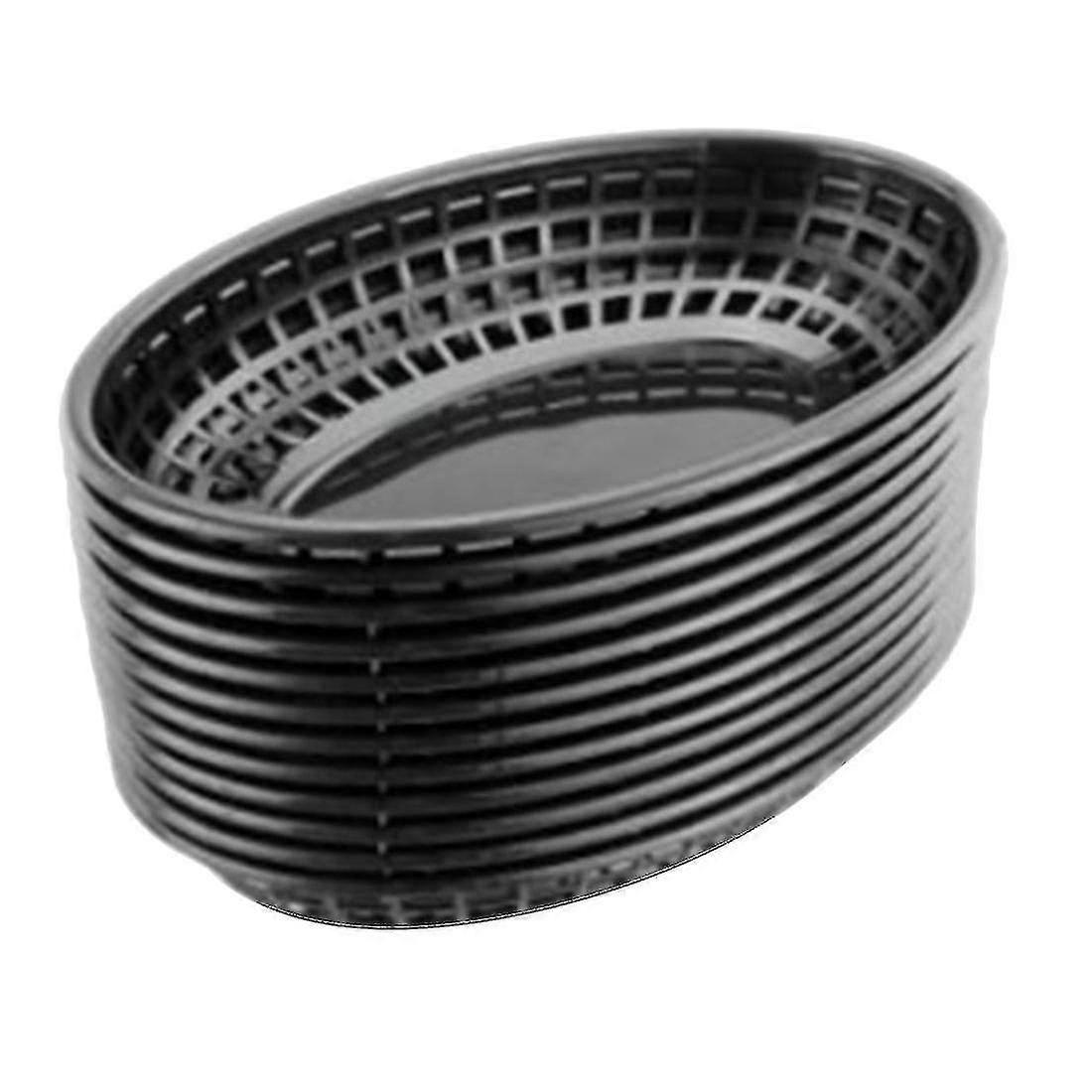 12 Pcs Plastic Fast Food Baskets Oval Serving Platter Breakfast
