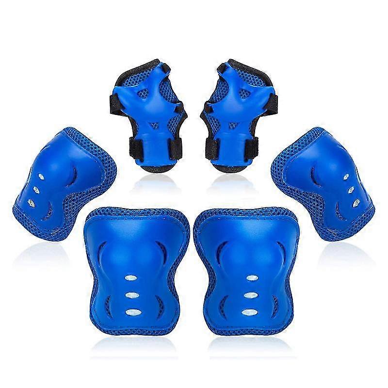 Jianghuoキッズ/ユースニーパッド肘手首パッドガードローラースケート用保護具セットサイクリングバイクスケートボードインラインスクーターライディングスポーツ、ブルー