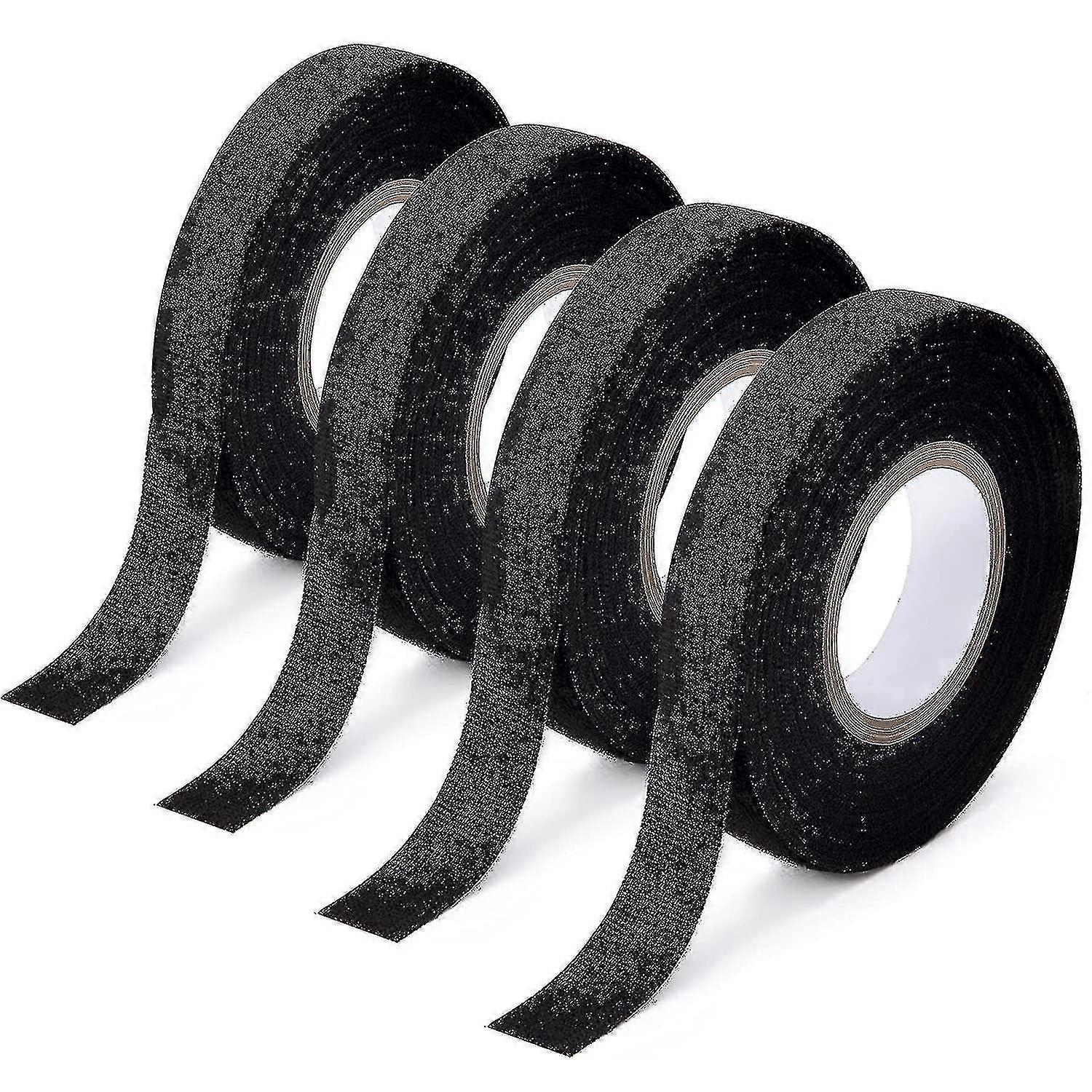 شريط عازل أسود ، 4 قطع 15 مم × 15 م شريط لاصق منسوج مقاوم للماء للأسلاك تسخير الشريط الكهربائي - HE