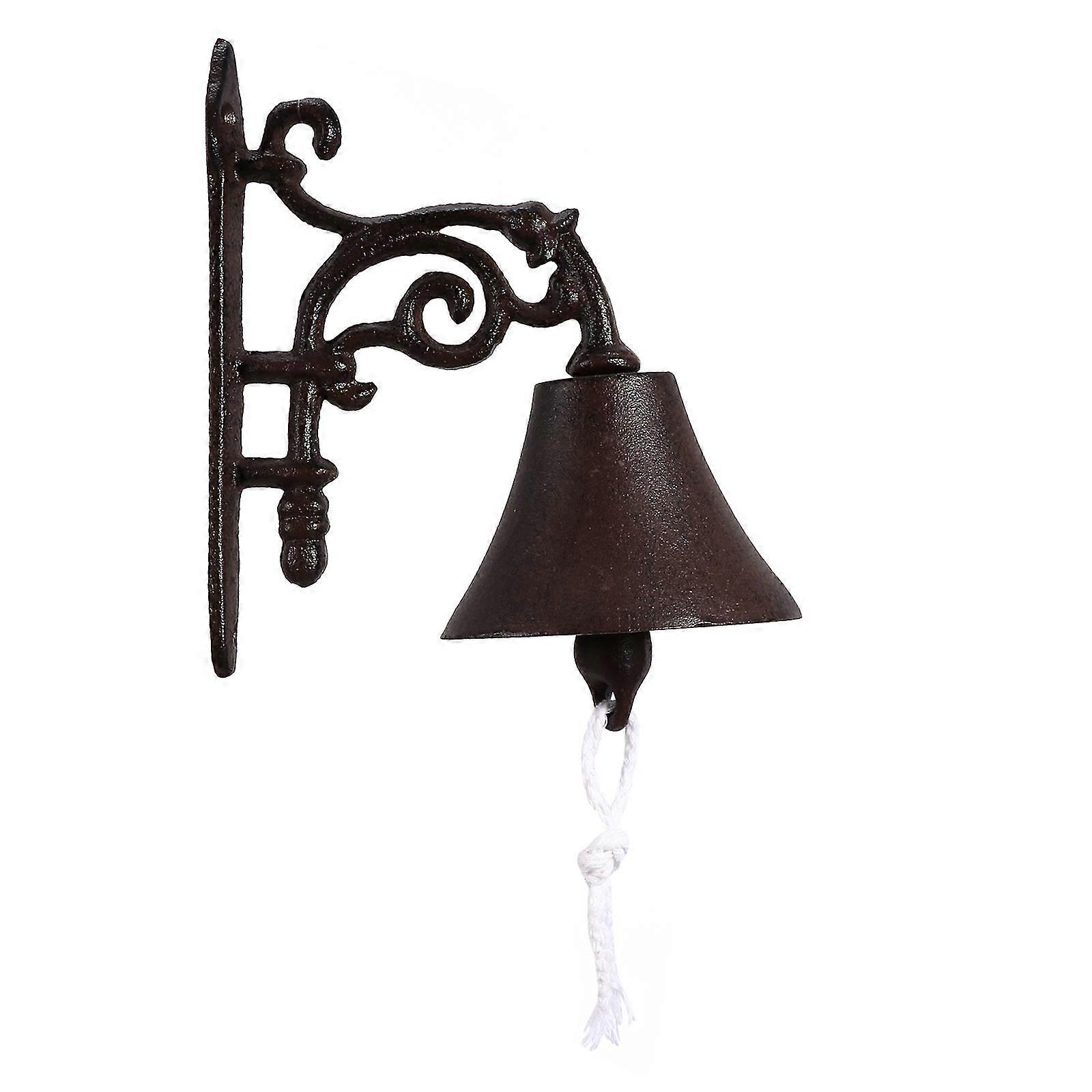 1 Set Cast Iron Wall Bell Rustic Style Manually Shaking Wall Hanging Doorbell