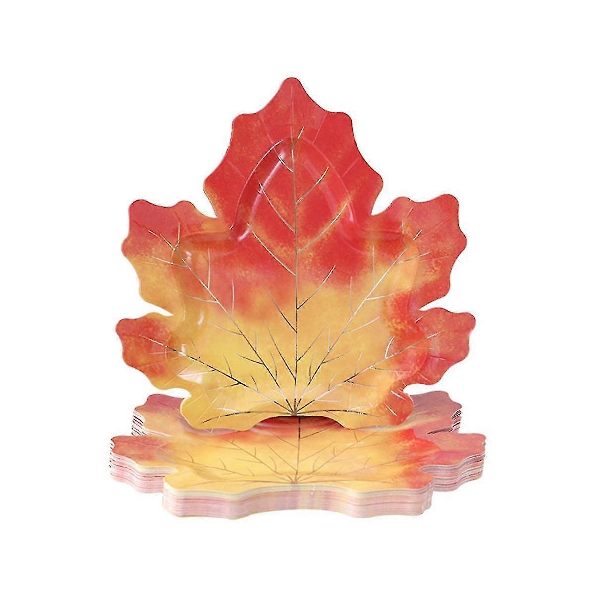 25PCS Autumn Decorative Maple Leaf Disposable Tableware Paper Tray Paper Cup Table Cloth Cake Decor
