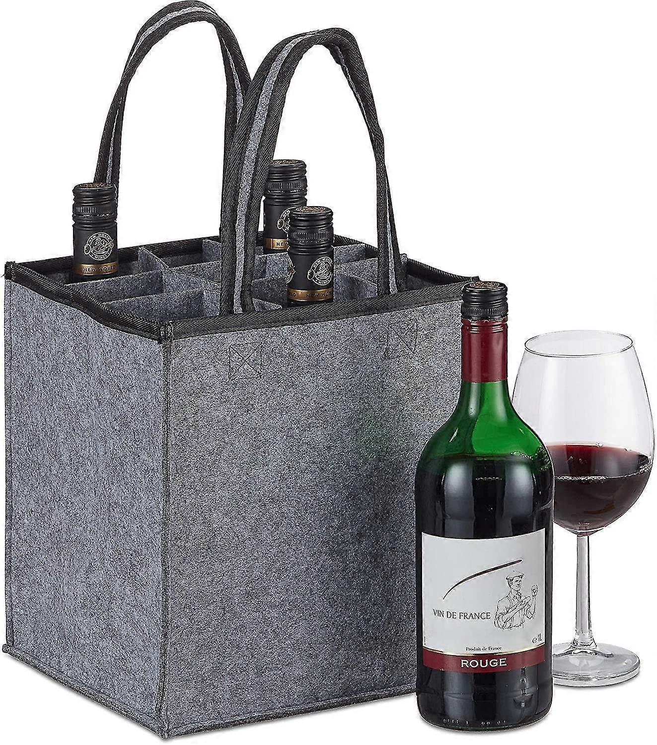 Flaskpåse 9 flaskor bärare för vin, öl, grå - hållbar och mångsidig