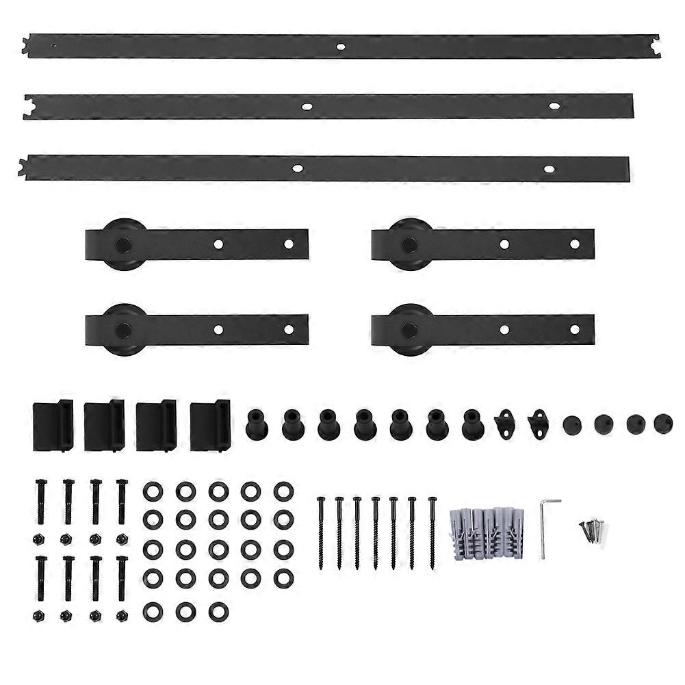 10FT Double Door Regular Carbon Steel Barn Door Hanging Rail with Splicing for Smooth Sliding - Suitable for Sliding Closet, Cabinet, Barns-Both Exter