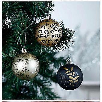 Set Di 8 Palline Di Natale Infrangibili – Nero E Oro – Decorazioni Per Albero In Schiuma