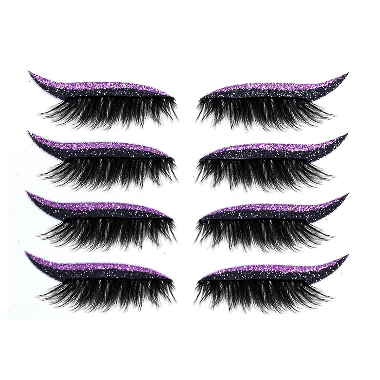 Eyelash Stickers Reusable Eyeliner and Eyelash Stickers 4 Pairs Reusable Eyelid And Eyelash Stickers Makeup Stickers Instant Outline Easy Quick Applic