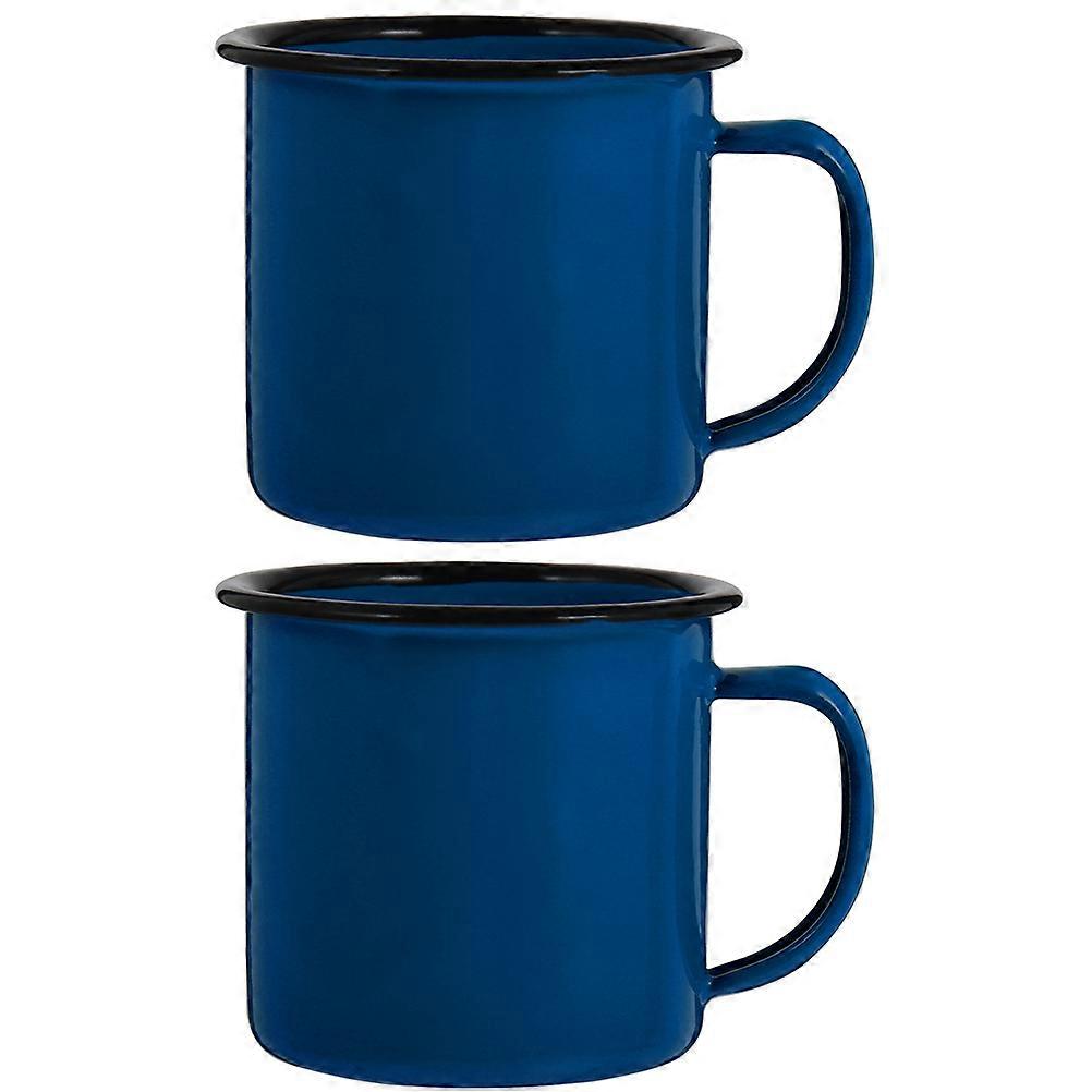 2Pcs Enamel Mugs Camping Mugs Enamel Coffee Tea Mug Drinking Cups for Office Travel