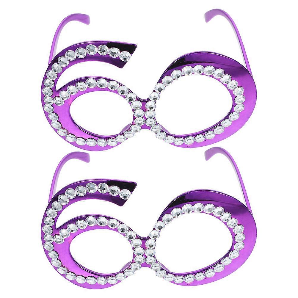 2pcs Birthday Eyeglasses 60th Birthday Party Eyewear Photo Booth Props Party Supplies