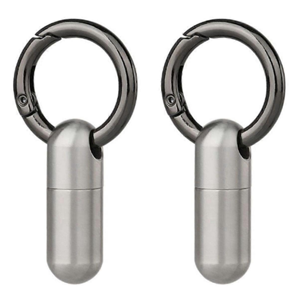 2PCS Waterproof Stainless Steel Pill Box Pill Bottle Cache Pill Box Container Keychain Pill Box Health Care