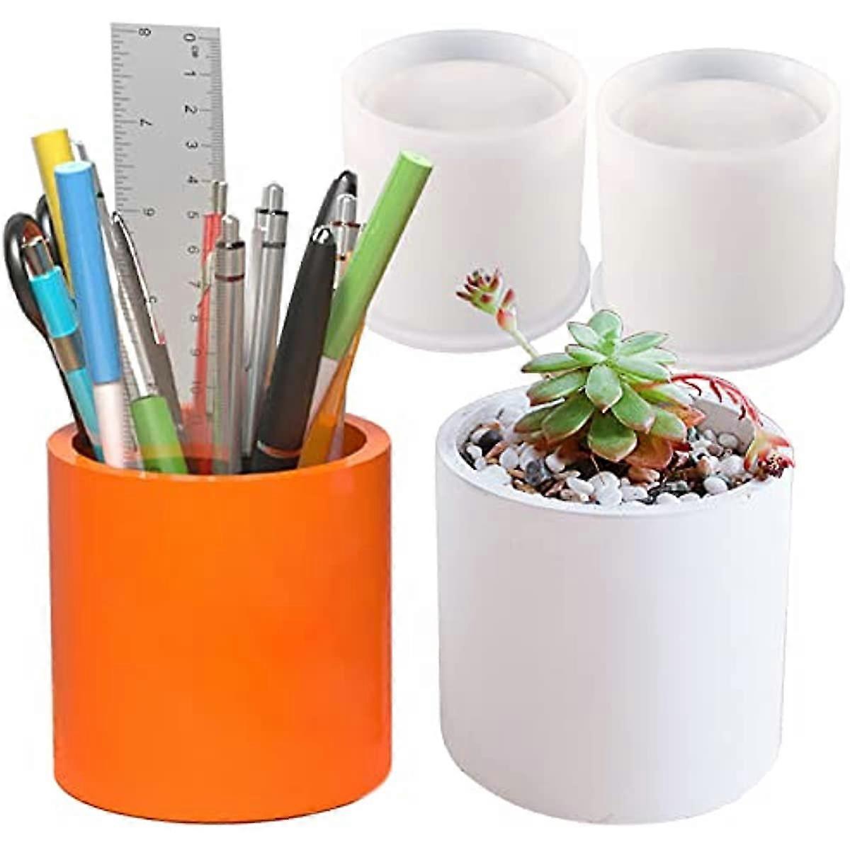 2PCS Large Resin Molds Silicone  Concrete Planter Mold  295 Project Inner Diameter  Cylinder Organizer Container Jar Succulent Flower Pot Plaster Clay
