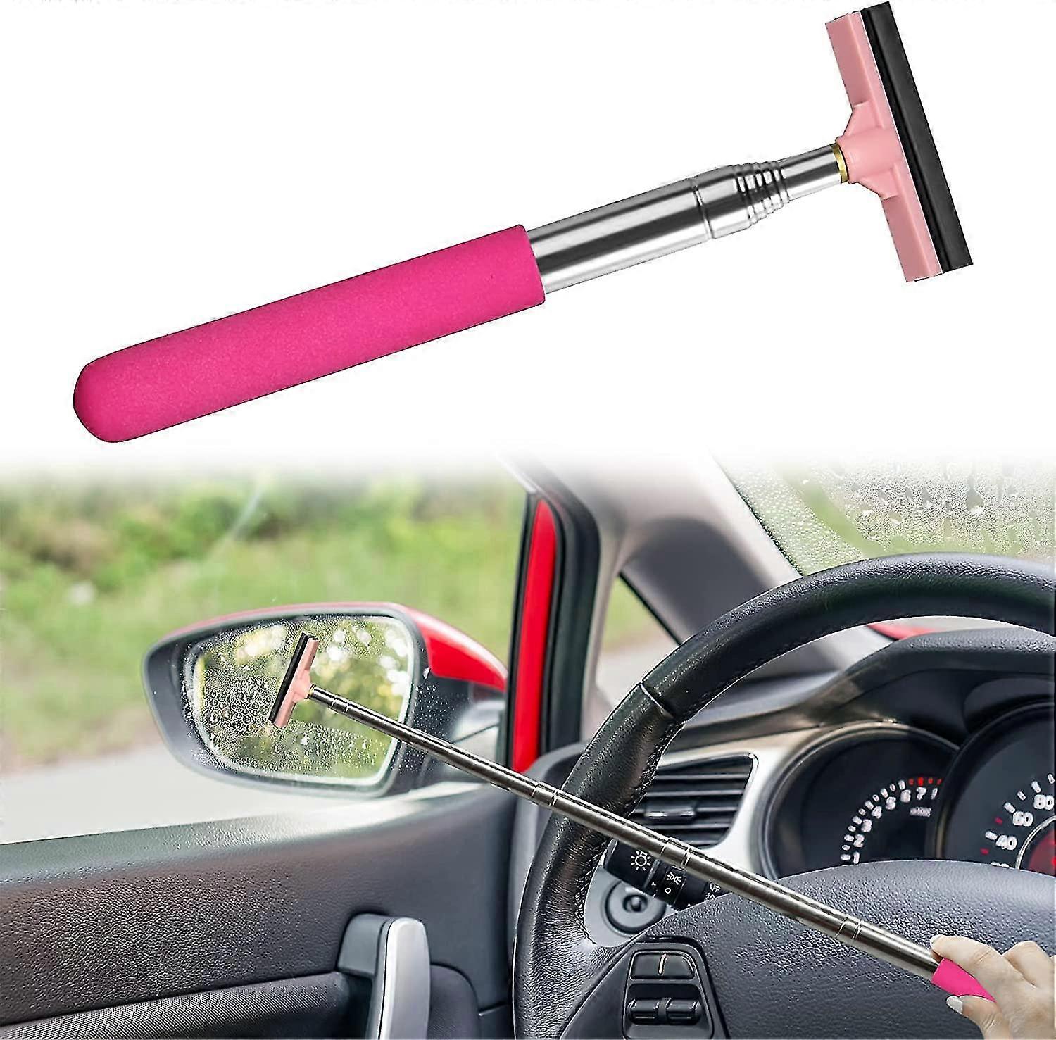 Car Rearview Mirror Wiper, Retractable Window Squeegee, Small Auto Squeegee Cleaner Water Side Mirror Wiper With Telescopic Long Handle