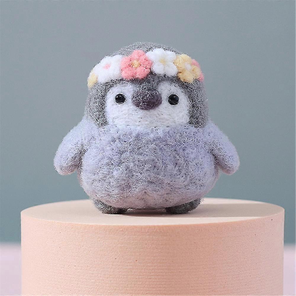 Diy Needle Felting Kit For Beginners Wool Felt Penguin Craft Handmade Wool Felts Material Production Package Gifts