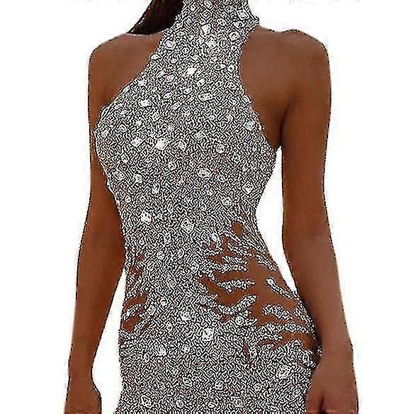 Sequin Jumpsuit Overalls For Women Long Sleeve Sparkly Bodycon Slim Rompers-r
