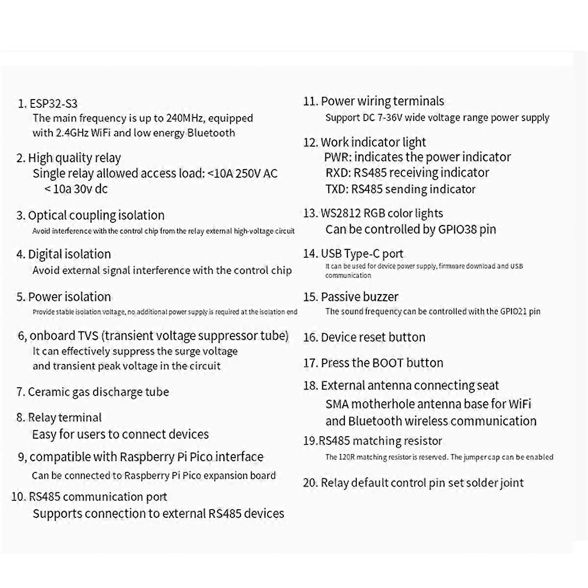 Module relais WiFi 6 canaux ESP32-S3 de qualité industrielle prenant en charge les interfaces relais WiFi/Bluetooth/RS485/Pico
