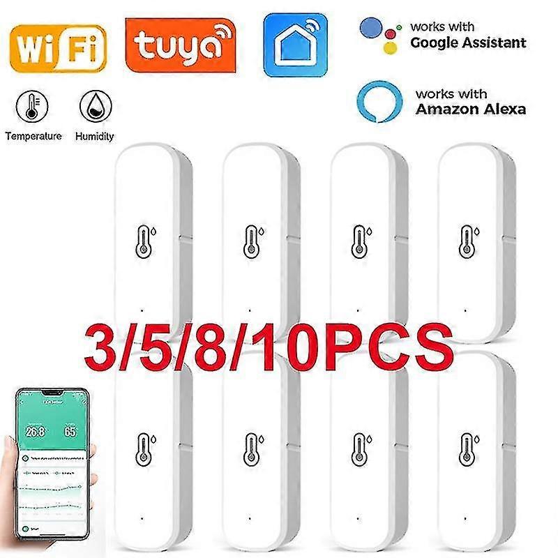 FSW Aubess Tuya Wifi مستشعر درجة الحرارة والرطوبة الذكي مقياس حرارة متصل بالمنزل متوافق مع Smart Life Alexa Google Assistant