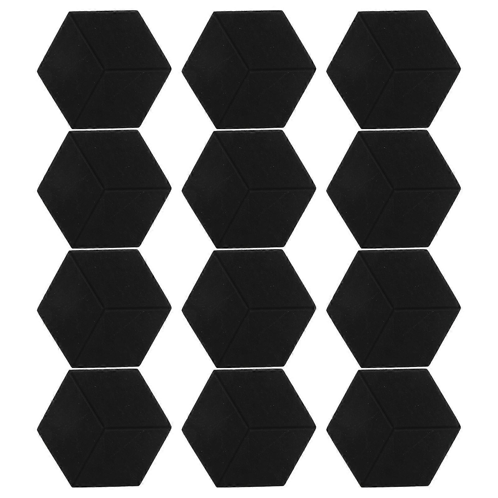 12Pcs Sound Absorbing Wedges Hex Beveled Edge Acoustic Dampening Panels for Recording StudioBlack