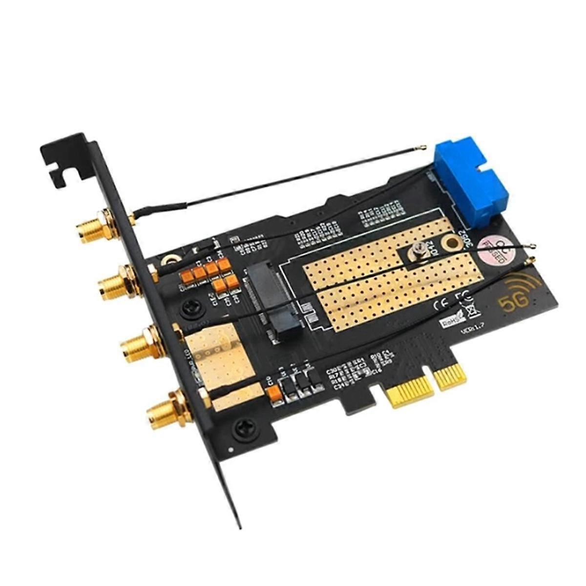 Chiave M.2 B USB3.0 e PCIe 5G Dual Bus 5G-WWAN Card Scheda adattatrice, scheda adattatore desktop con 4 antenne