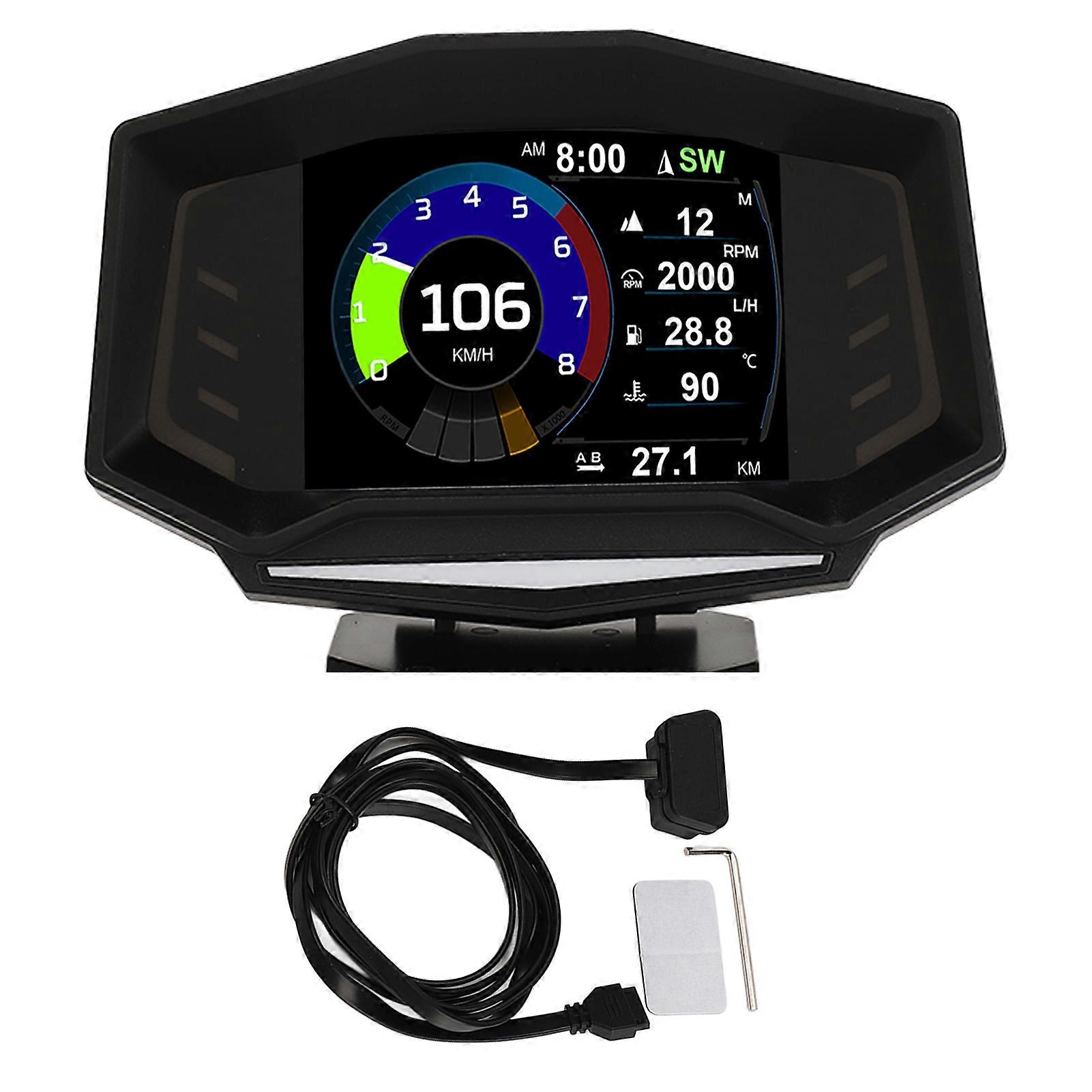 Car HUD Display OBD2 GPS Slope Meter Multifunction Overspeed Alarm Smart Gauge