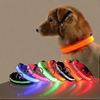2pcs Led Light Collar Dog Usb Charging Length Adjustable-orange Light, Blue Light
