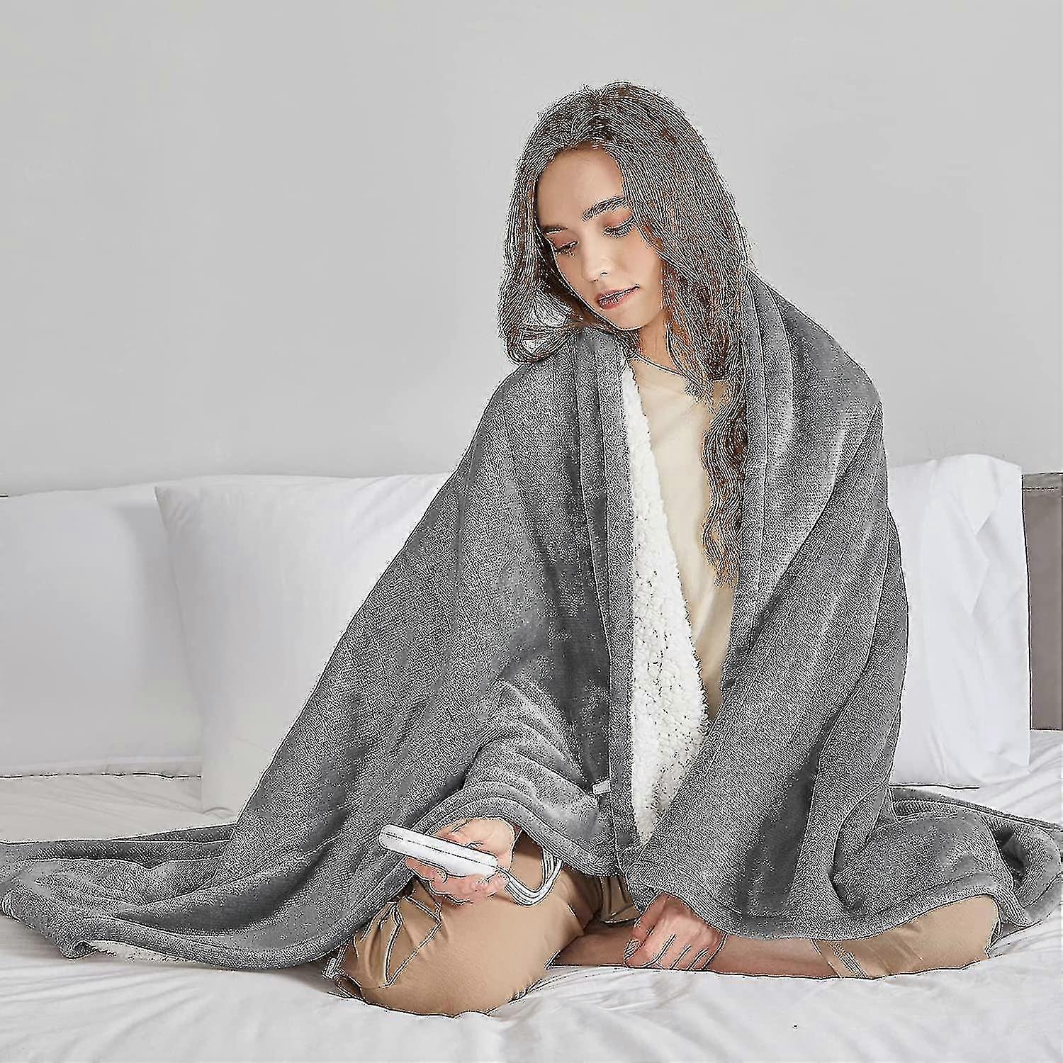 Heated Blanket Throw Blanket For Couch, 50" X 60" Electric Throw Blanket, Heating Blanket With 5 Heating Levels & 4 Hours Auto Off, Soft Fleece Blanke