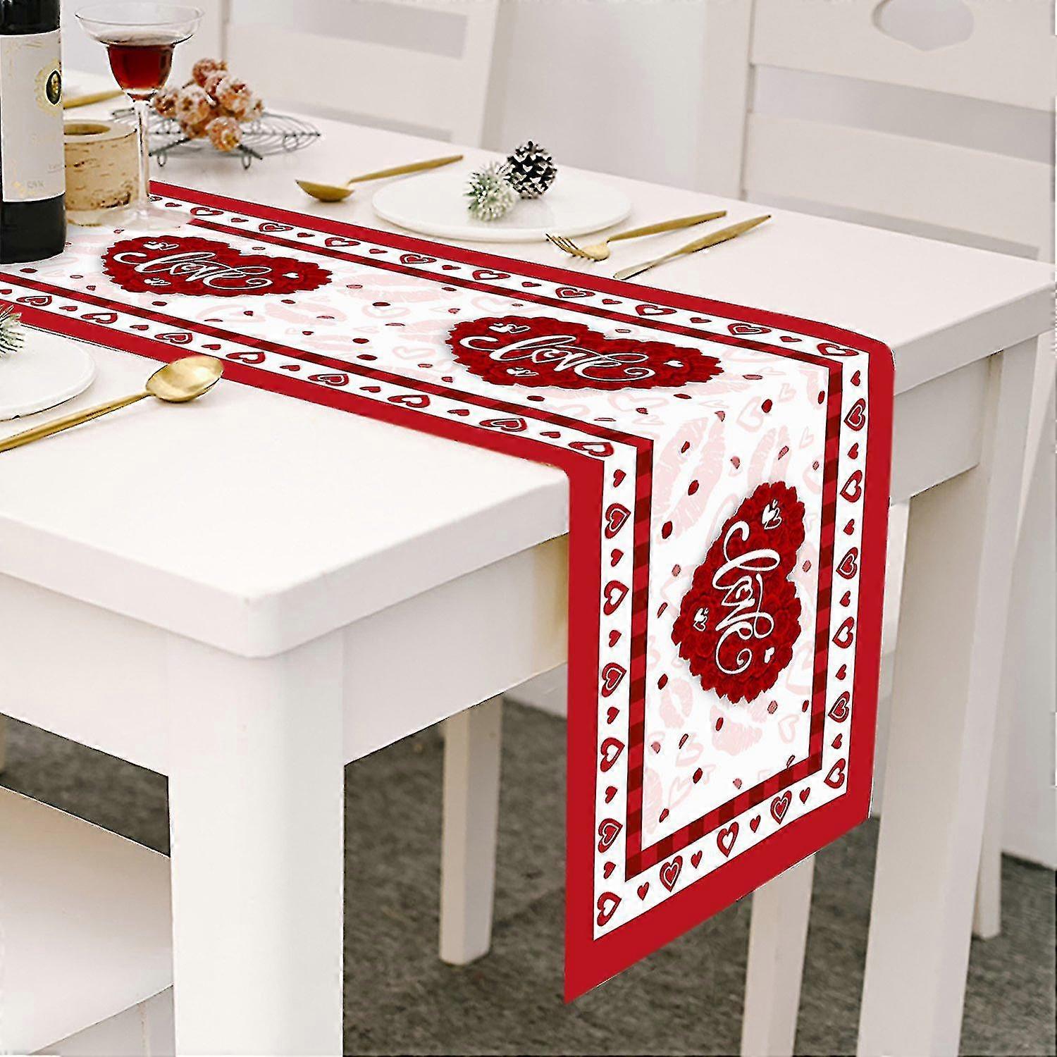 Valentines Day Table Runner for Anniversary Wedding Holiday Kitchen Dining Table
