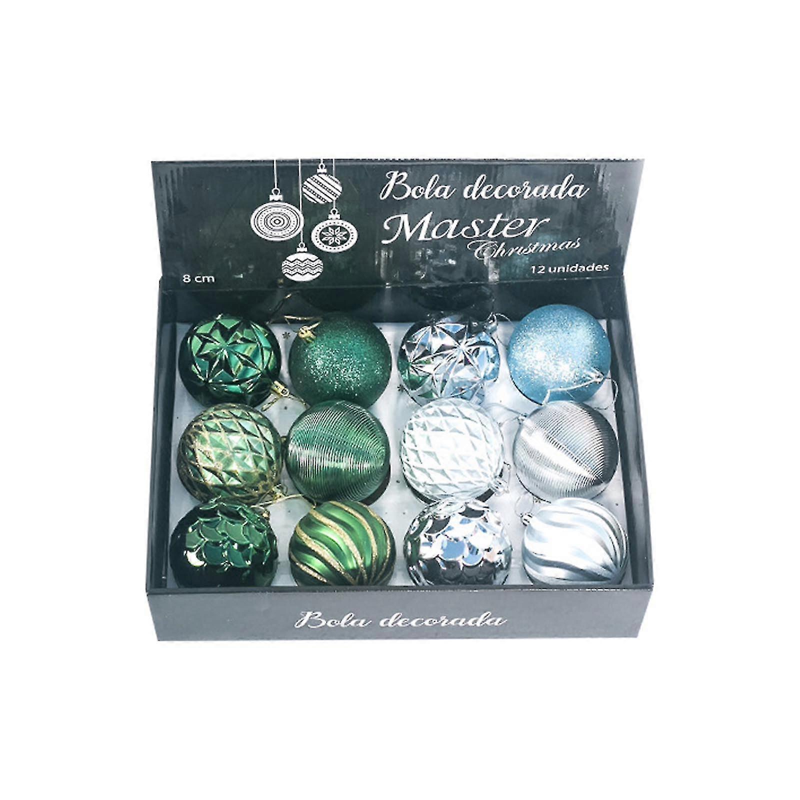 クリスマスデコレーション、クリスマスツリーペンダント、クリスマスボール、明るい色のボール8cm / 12pcs