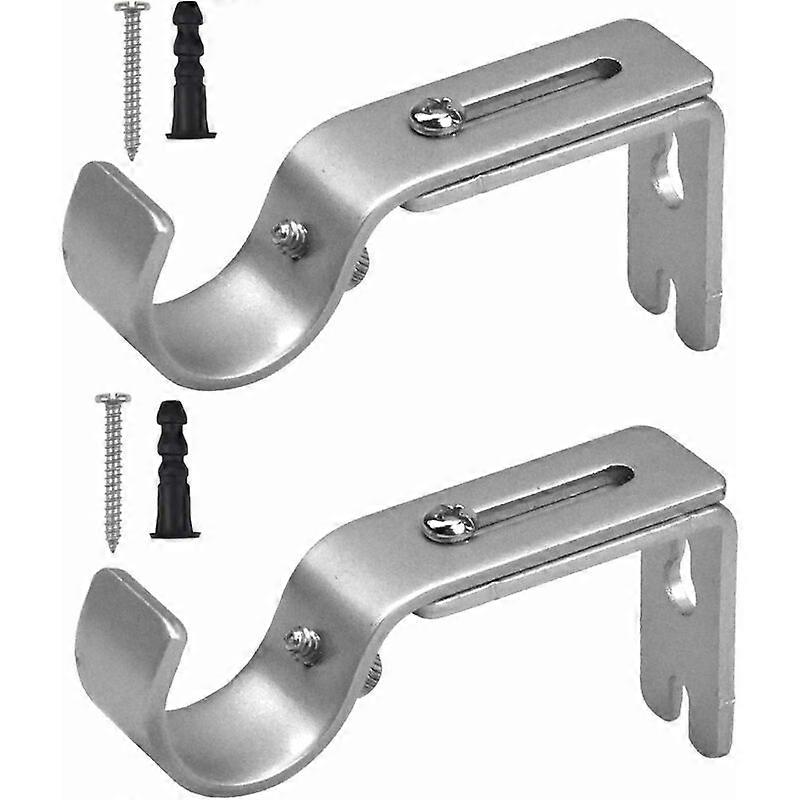 2 Pcs Curtain Rod Bracket Set, Adjustable Wall Bracket,Curtain Rail Bracket